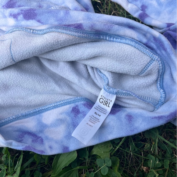Athleta G!RL Hoodie Tie-Dye Hooded Sweatshirt Girls XL 14 Purple Blue White - Picture 7 of 16